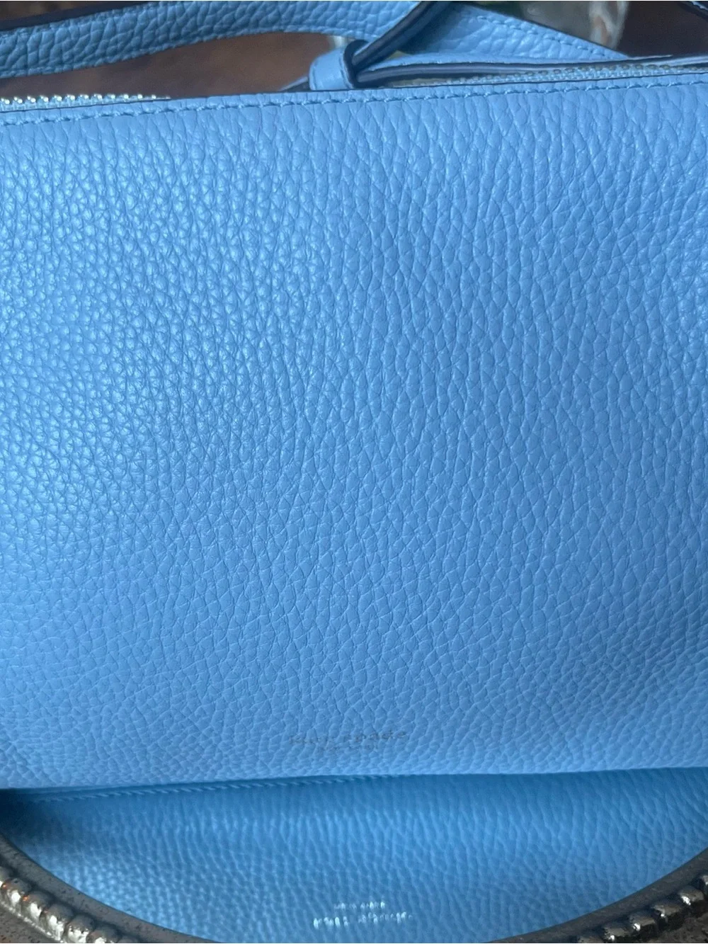 Kate Spade Polly Pebbled Leather Crossbody Bag Powder Blue Silver Hardware